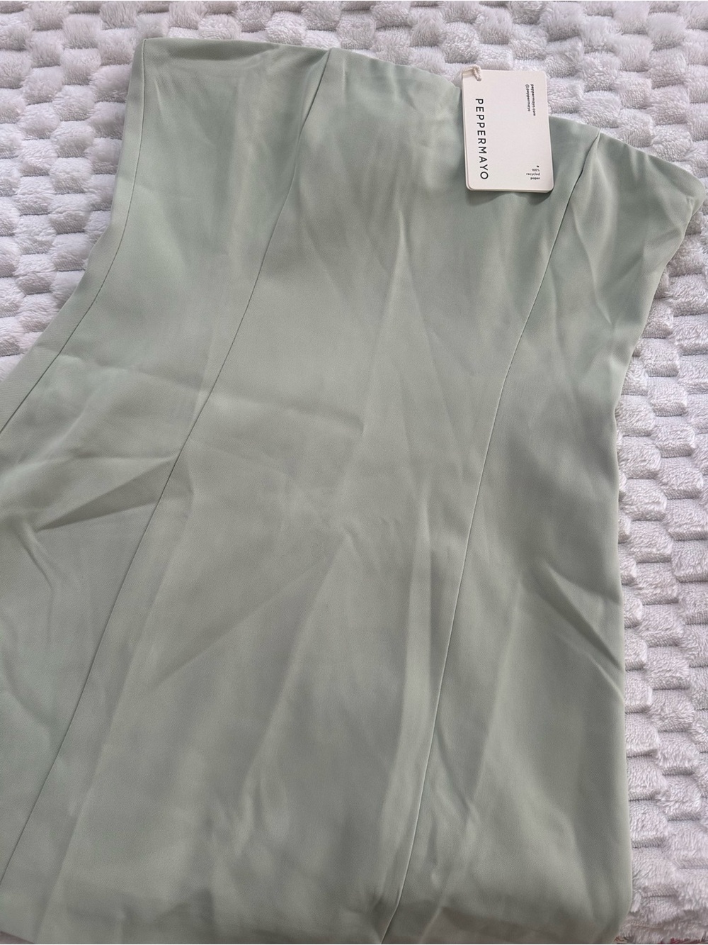 Peppermayo Sage Green Strapless Mini Dress